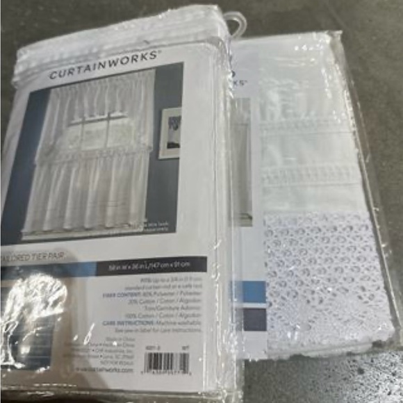 Crochet Valance; Swag and Tier Pair Curtain Collection 3pr 36” - Picture 5 of 5